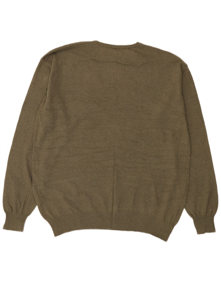Kappa Herren-Pullover mit Rundhalsausschnitt, 3XL, Khaki, Wolle