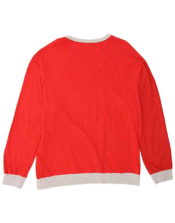 Benetton Damen Disney Graphic Top Langarm UK 18 XL Rot Farbblock