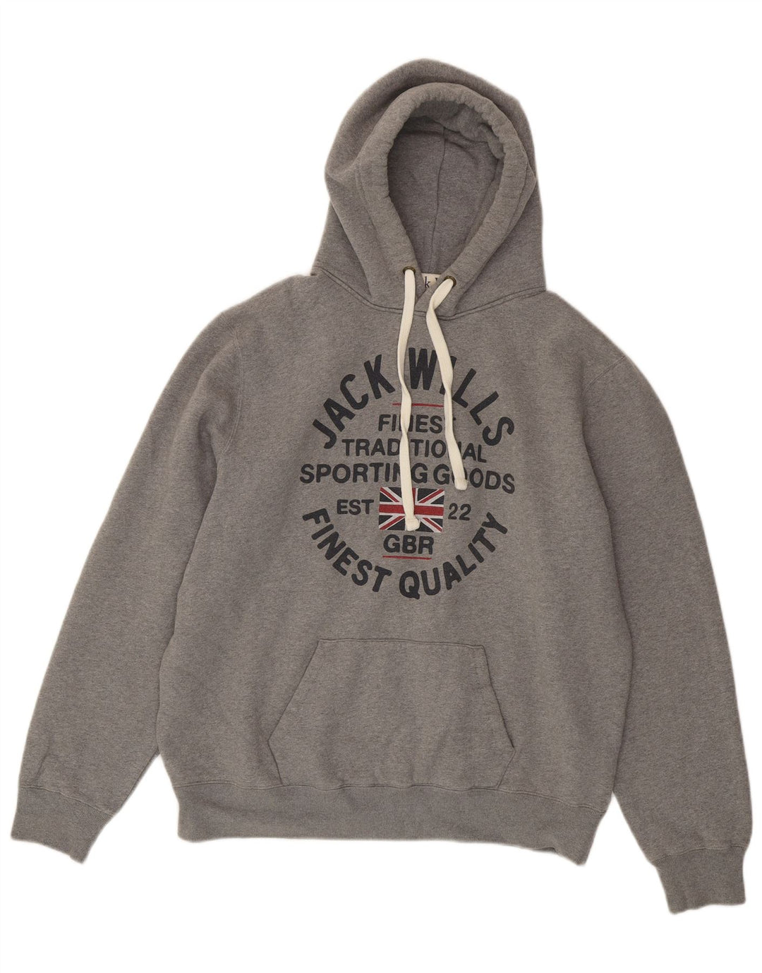 Jack Wills Herren-Kapuzenpullover mit Grafik, 2XL, graue Baumwolle