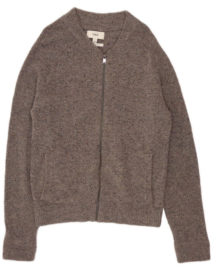 MARKS & SPENCER Herren-Strickjacke, klein, grau gesprenkelte Wolle