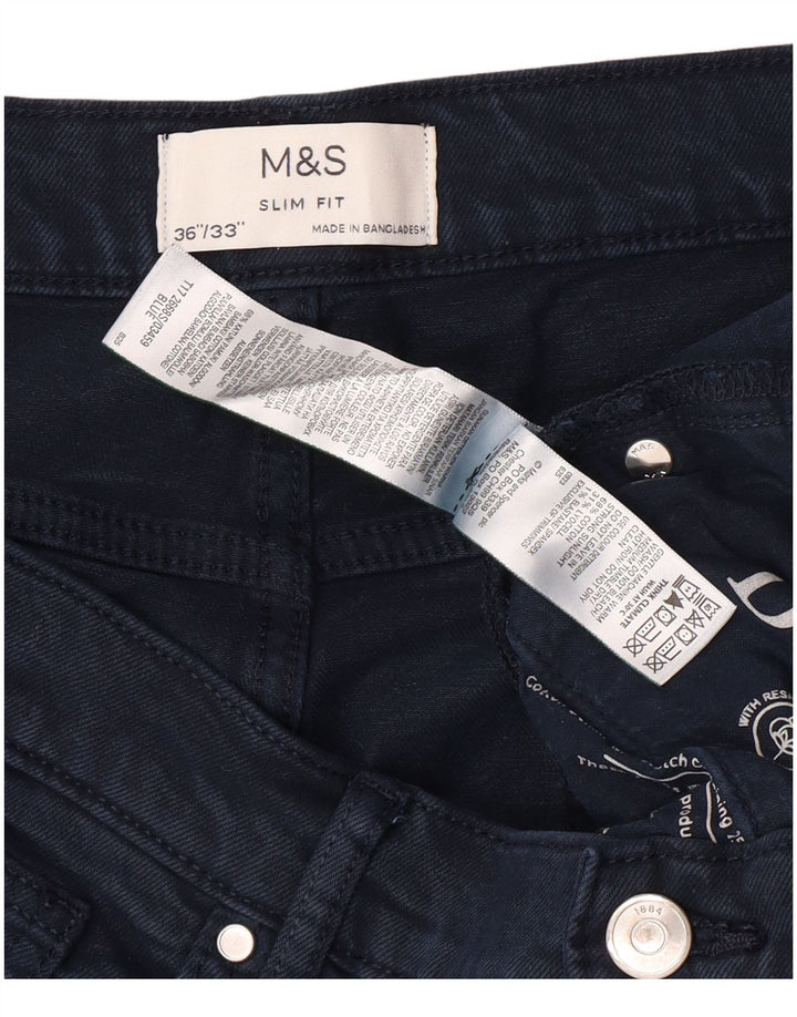 MARKS & SPENCER Herren Slim Jeans W36 L30 Marineblau Baumwolle Classic
