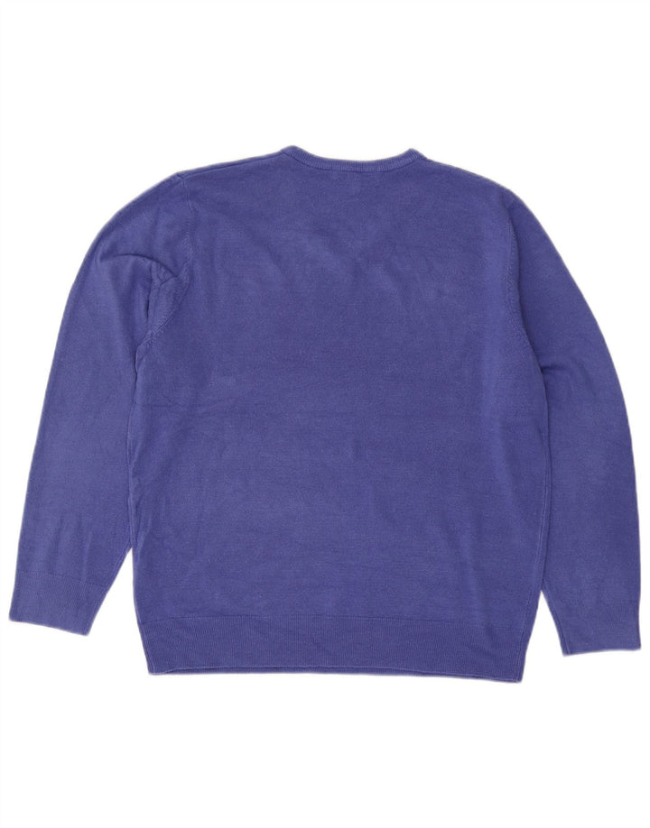 Marks & Spencer Herren-Pullover mit V-Ausschnitt, XL, blaues Acryl