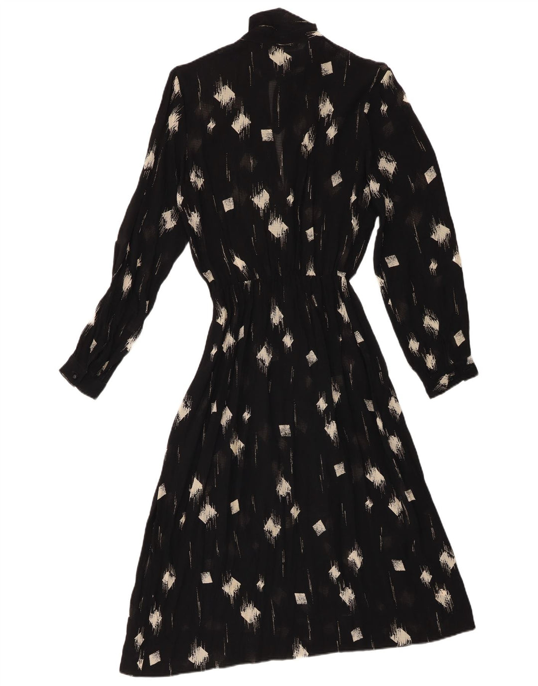 Vintage Damen Durchsichtiges Maxikleid IT 42 Medium Schwarz Geometrisch