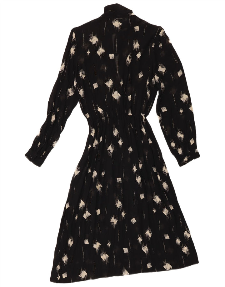 Vintage Damen Durchsichtiges Maxikleid IT 42 Medium Schwarz Geometrisch