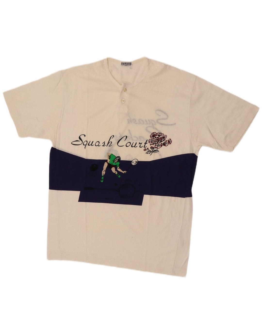 Cacharel Herren-T-Shirt mit Grafik, groß, weiße Blockfarben-Baumwolle
