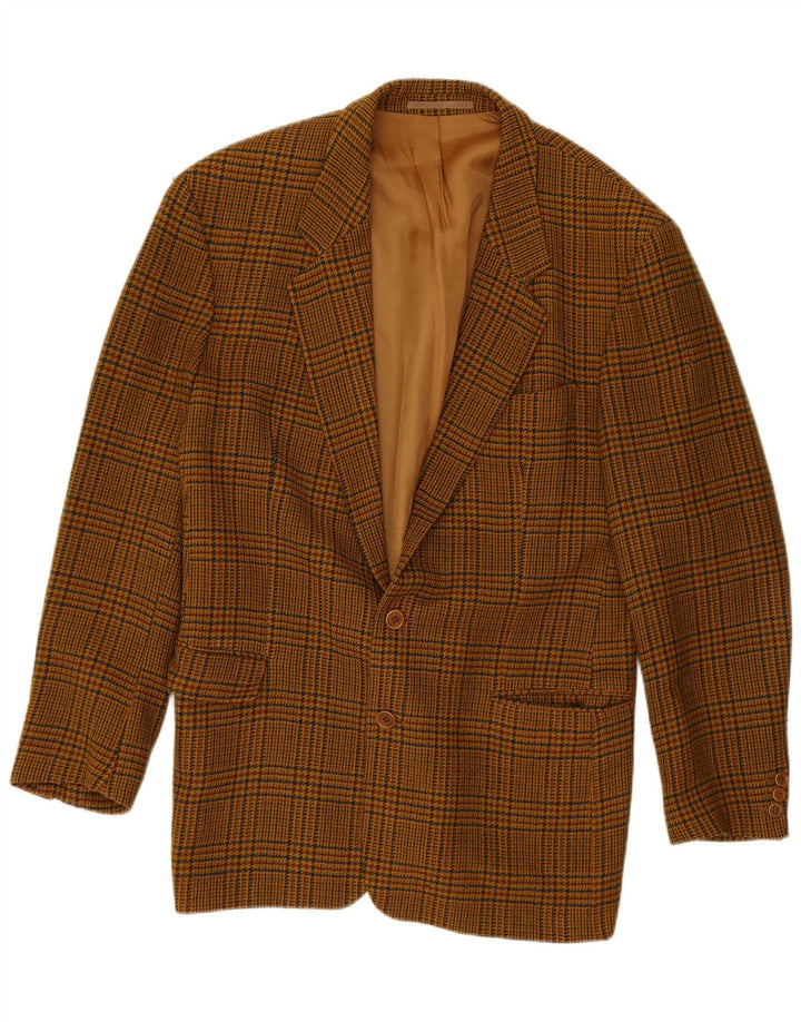 Vintage Herren 2-Knopf-Blazerjacke UK 40 Große braune Lammwolle mit Hahnentrittmuster
