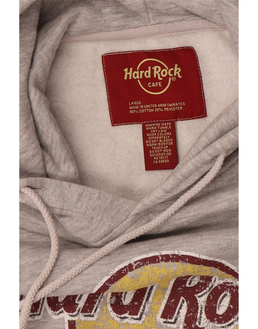 Hard Rock Cafe Herren-Kapuzenpullover „Amsterdam Graphic“, groß, grau, Polyester
