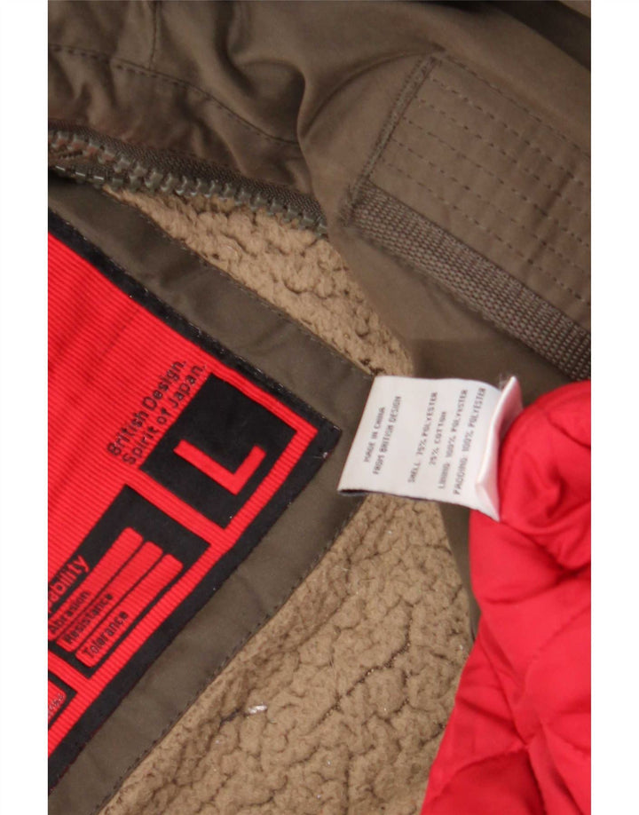 Superdry Damen-Windbreakerjacke mit Kapuze, UK 16, Größe L, Khaki, Polyester