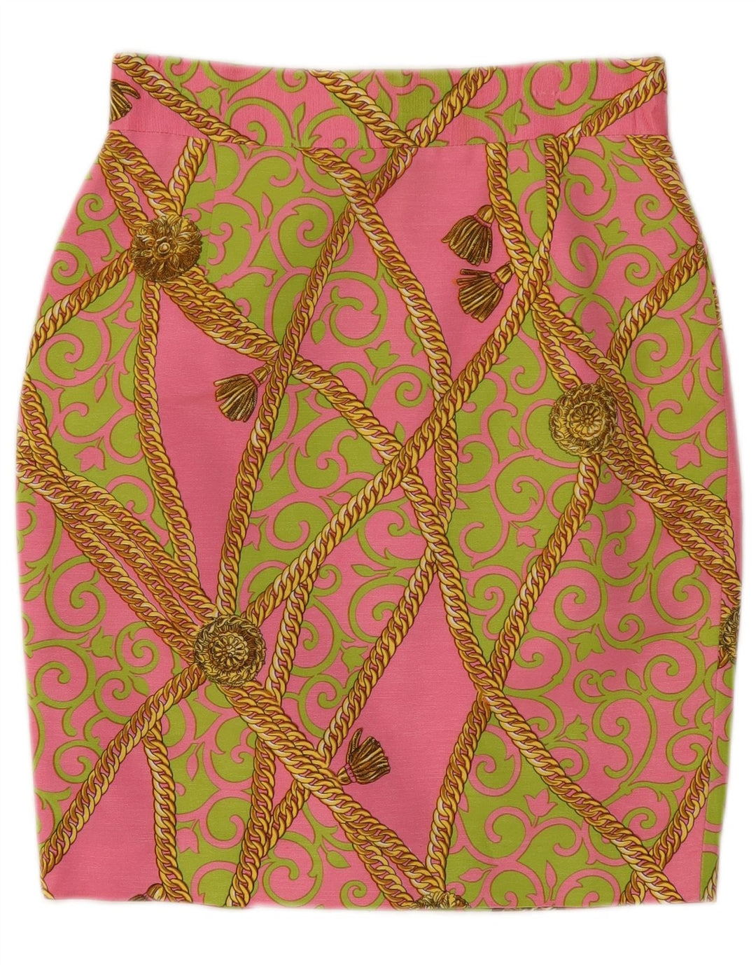 Vintage Damen Grafik 2-teiliges Rock-Set IT 44 Medium W28 Rosa Paisley