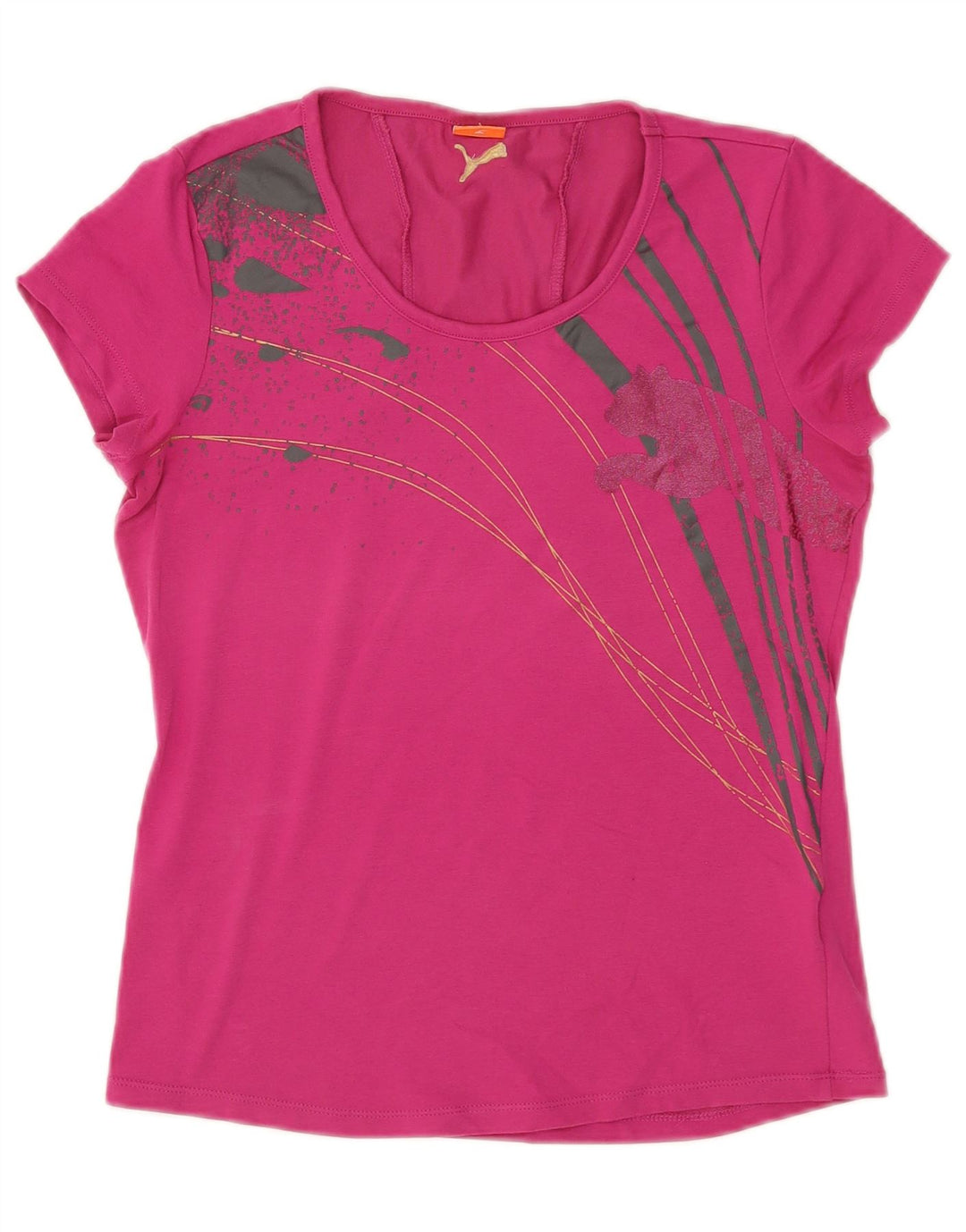 Puma Damen Graphic T-Shirt Top UK 12 Mittelrosa