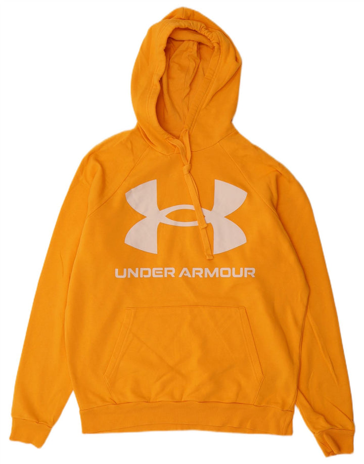 UNDER ARMOUR Mens Graphic Hoodie Jumper Medium Yellow Cotton