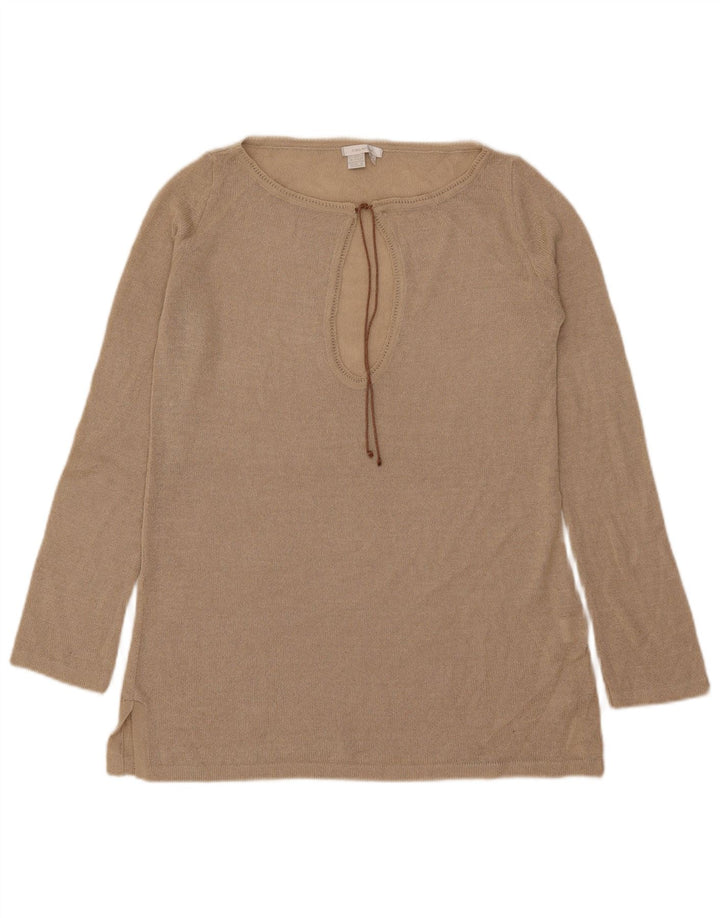Zara Damen Top Langarm UK 14 Medium Beige Acryl