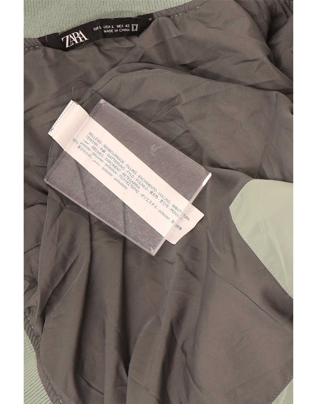 Zara Herren Wattierte Jacke UK 40 Large Grün Polyester