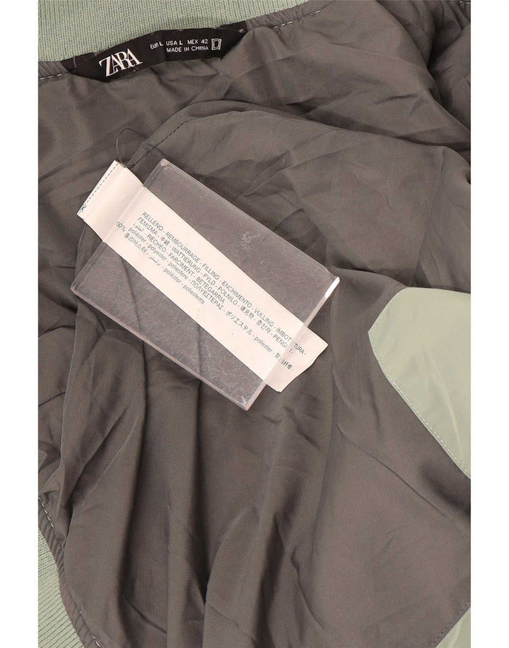 Zara Herren Wattierte Jacke UK 40 Large Grün Polyester