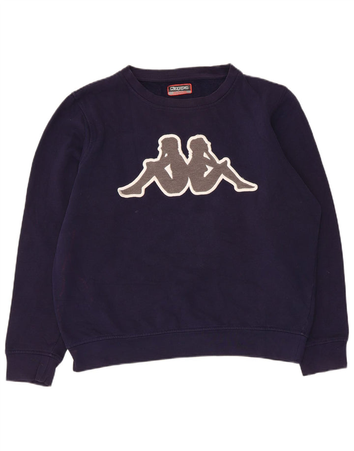 Kappa Damen Grafik-Sweatshirt-Pullover UK 14 Medium Marineblau