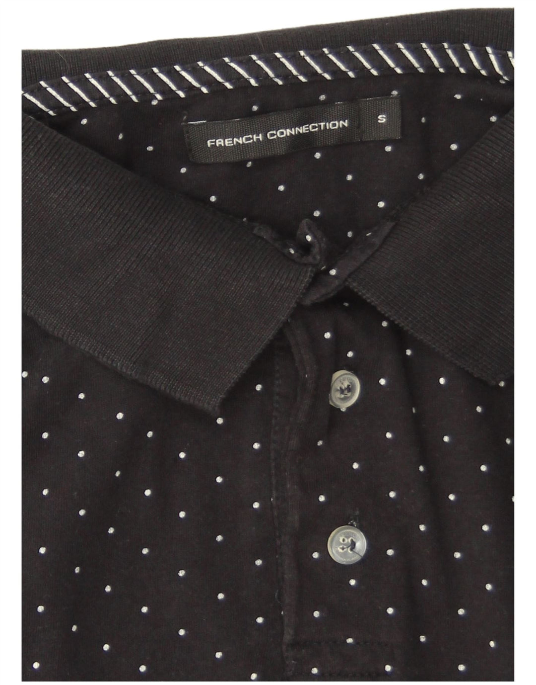 French Connection Herren-Poloshirt, Größe S, schwarz gepunktete Baumwolle