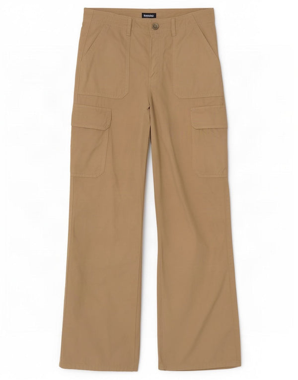 Zara Damen Bootcut Cargohose EU 36 XS W26 L32 Beige Baumwolle
