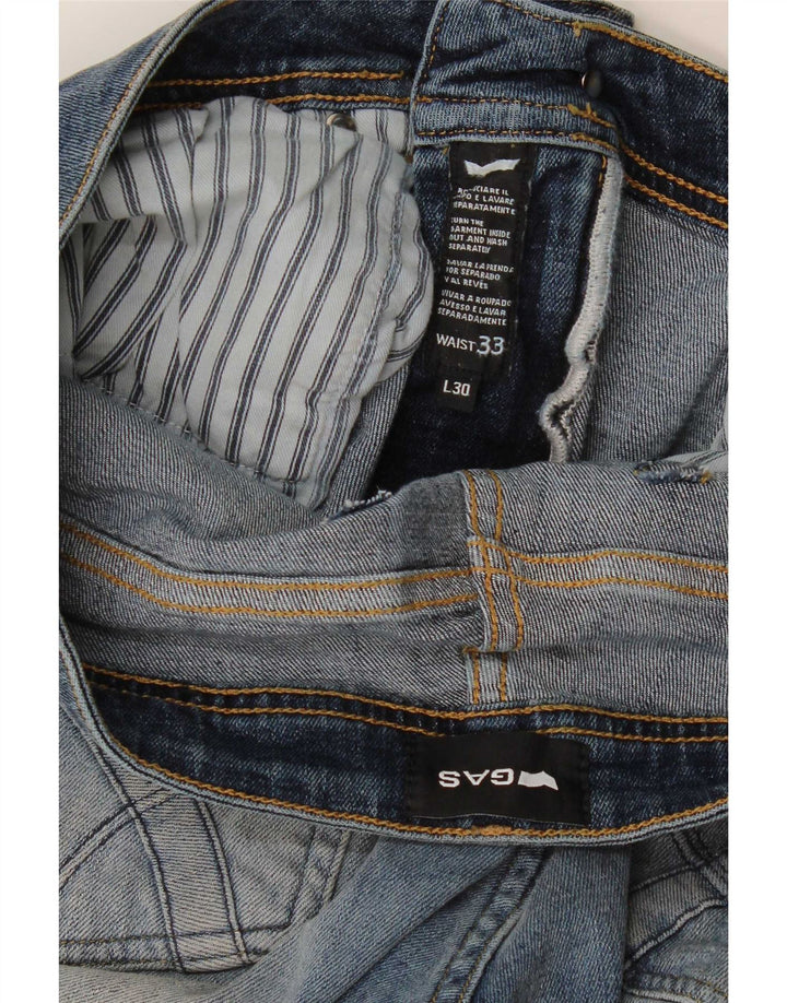 Gas Herren Distressed Slim Jeans W33 L30 Blau