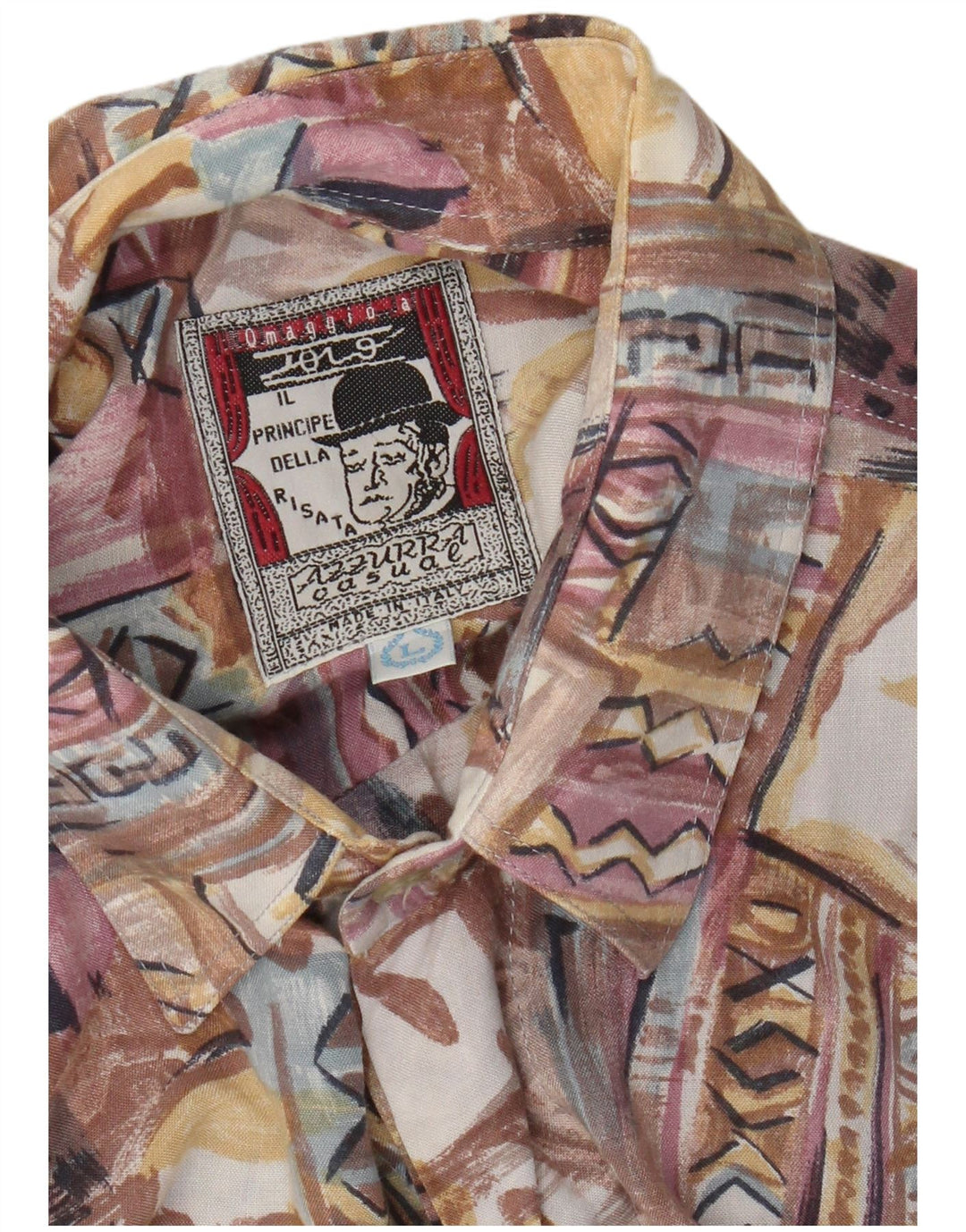 Azzurra Herren-Kurzarmhemd, groß, mehrfarbig, Patchwork