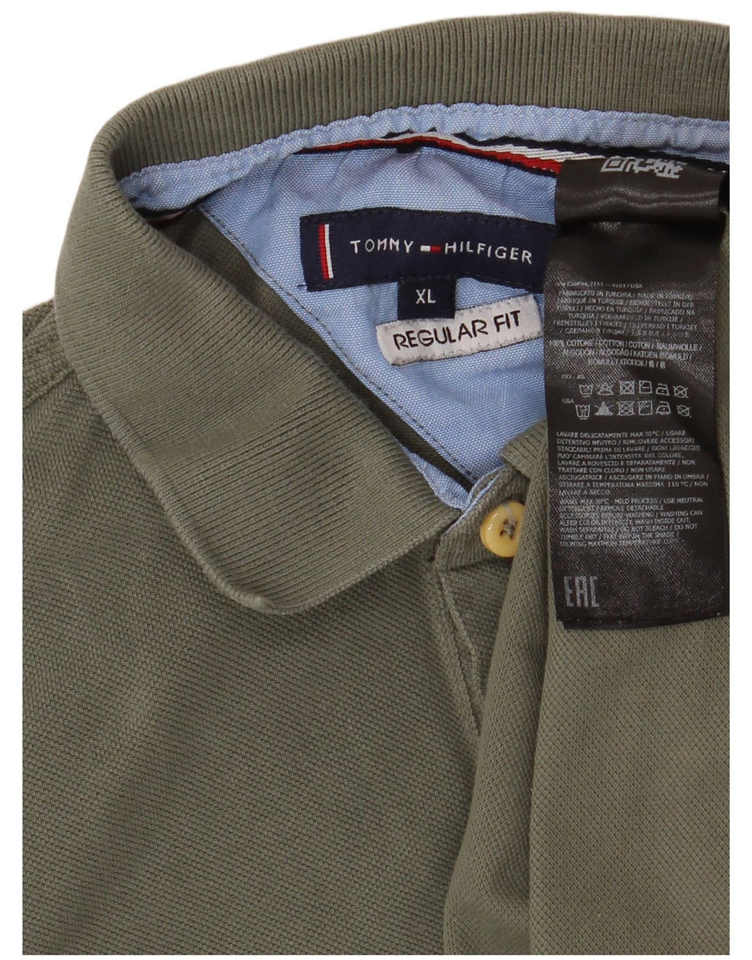 TOMMY HILFIGER Herren Regular Fit Poloshirt XL Khaki Baumwolle