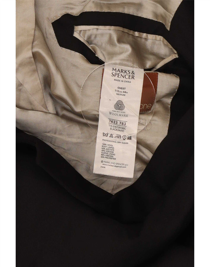 Marks & Spencer Herren-Blazer mit 3 Knöpfen, UK 44, XL, schwarze Wolle