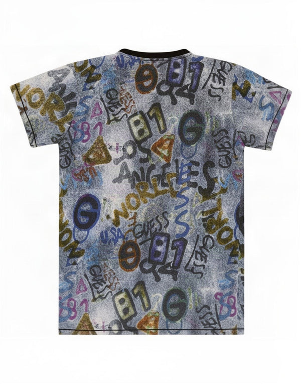 Guess Grafik-T-Shirt für Jungen, 15–16 Jahre, blaue Baumwolle