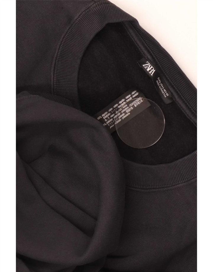 Zara Herren-Sweatshirt mit lockerer Passform, groß, aus schwarzer Baumwolle