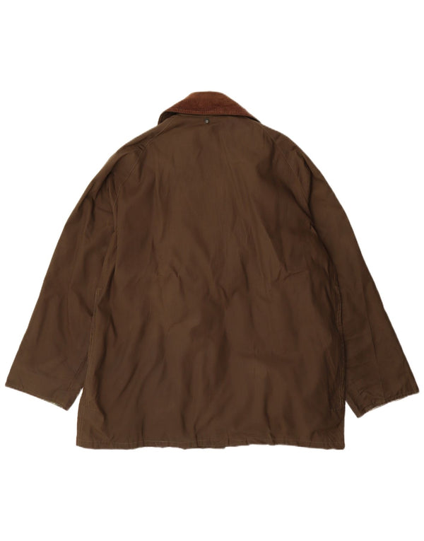 Vintage Herren-Jacke aus gewachster Baumwolle mit lockerer Passform, UK 36, Größe S, Khaki, Polyester