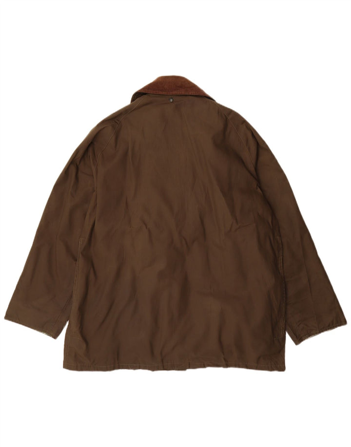 Vintage Herren-Jacke aus gewachster Baumwolle mit lockerer Passform, UK 36, Größe S, Khaki, Polyester