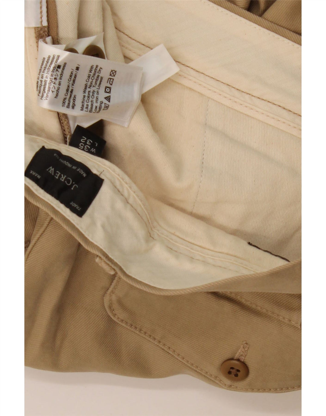 J. CREW Herren Tapered Chinohose W35 L32 Beige Baumwolle