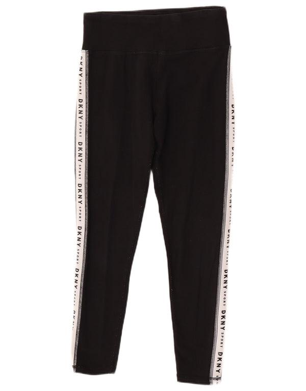 Dkny Womens Graphic Crop Leggings UK 8 Small Schwarze Colourblock-Baumwolle