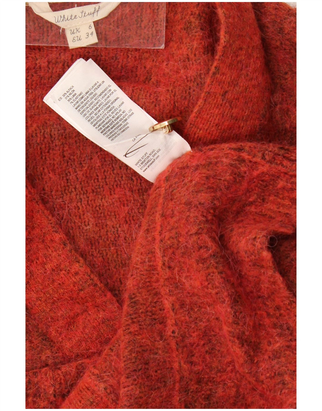 White Stuff Damen-Strickjacke in Übergröße, Gr. 6, XS, Rot meliert