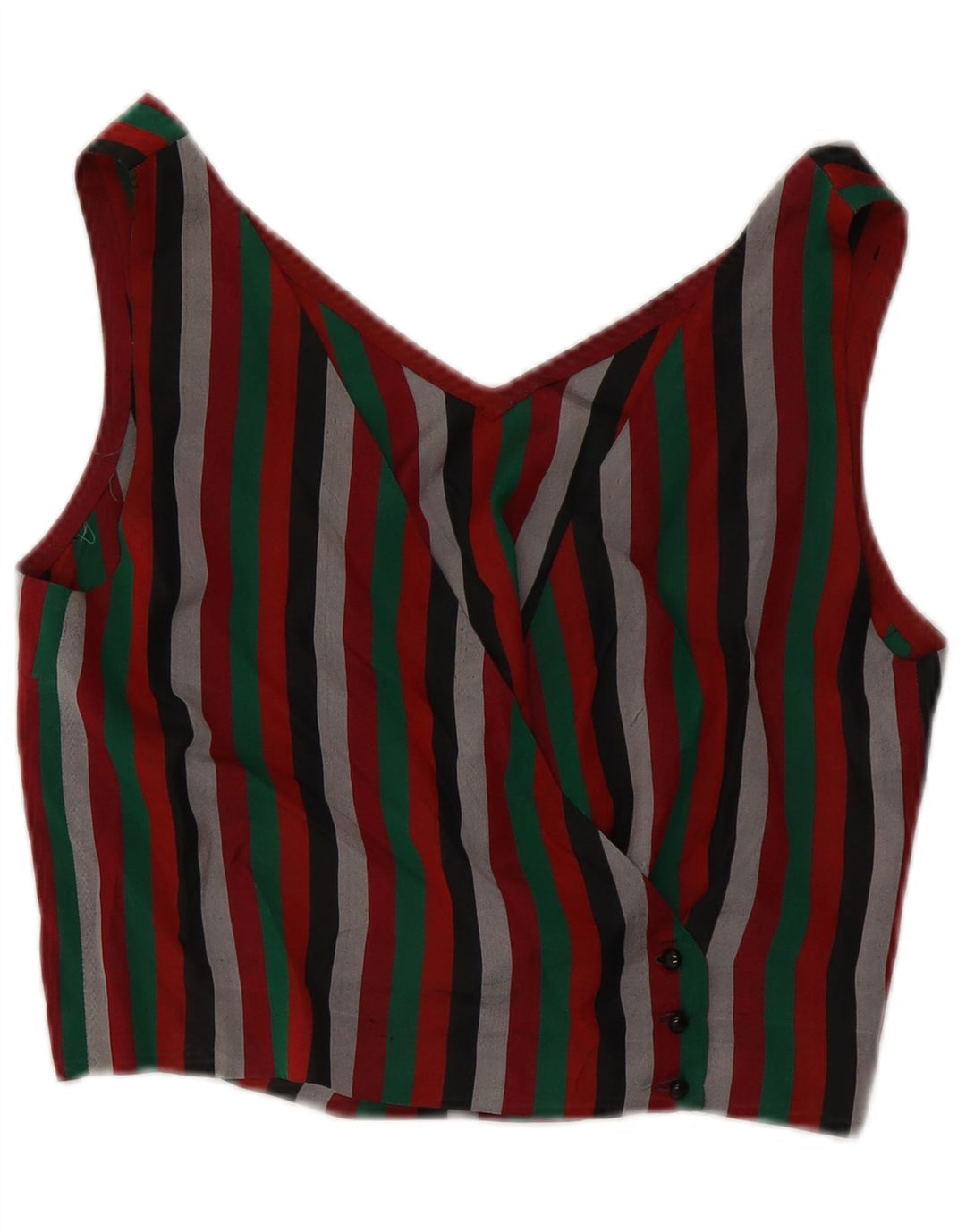 VINTAGE Damen Crop Shirt Bluse UK 12 Medium Mehrfarbig gestreift