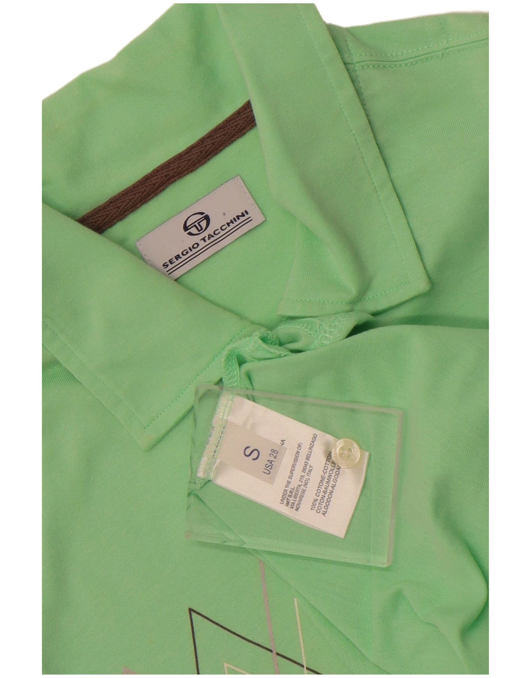 Sergio Tacchini Herren Poloshirt Small Green Argyle/Diamond Cotton