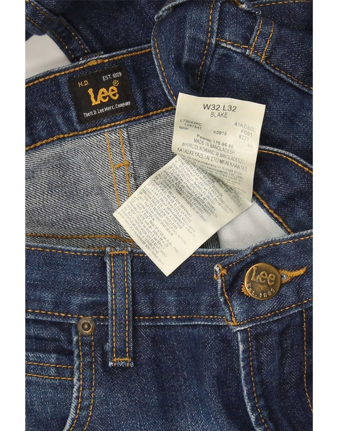 Lee Herren Straight Jeans W32 L32 Marineblaue Baumwolle