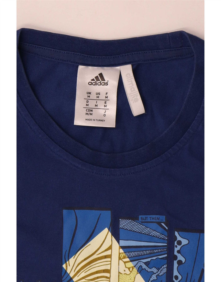 Adidas Herren Climalite Graphic T-Shirt Top aus mittelblauer Baumwolle