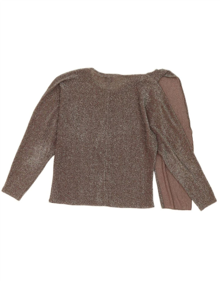 VINTAGE Womens Long Sleeve Blouse Top IT 44 Medium Grey Acetate