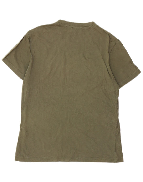 Calvin Klein Jeans Damen T-Shirt Top UK 14 Large Khaki Baumwolle