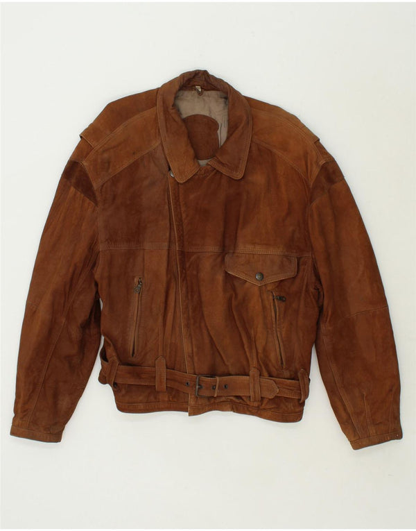 VINTAGE Herren Wildlederjacke IT 56 3XL Braunes Leder