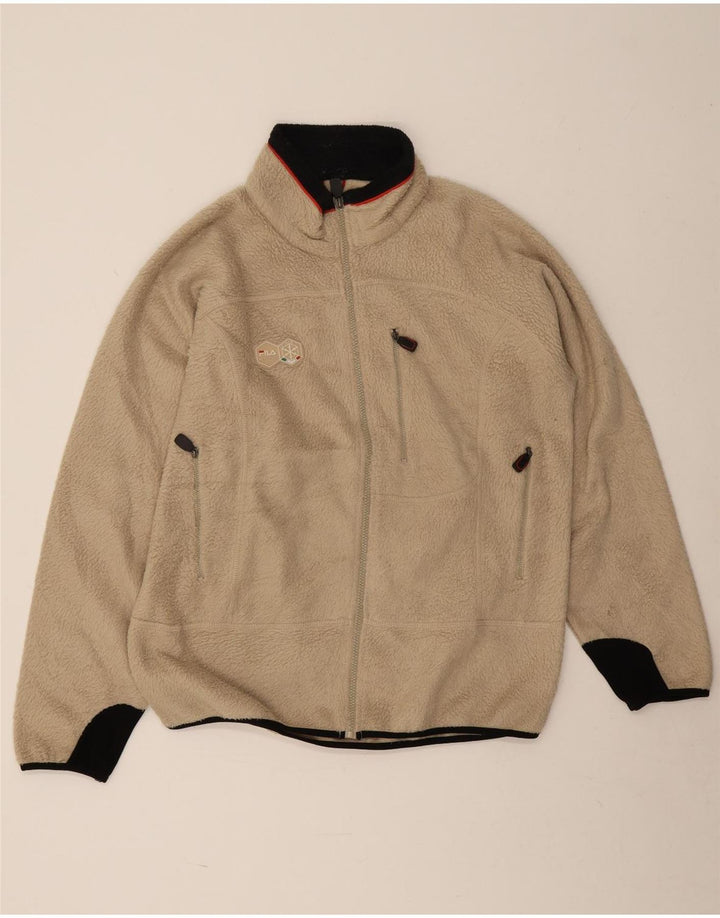 Fila Herren Fleecejacke UK 40 Large Beige Colourblock Polyester