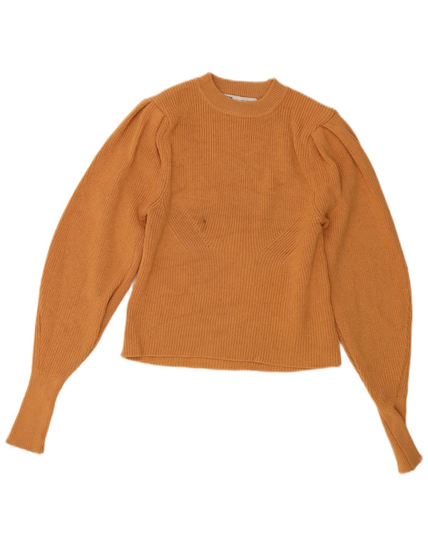 Zara Damen Crop Crew Neck Pullover Pullover UK 10 Small Braune Viskose