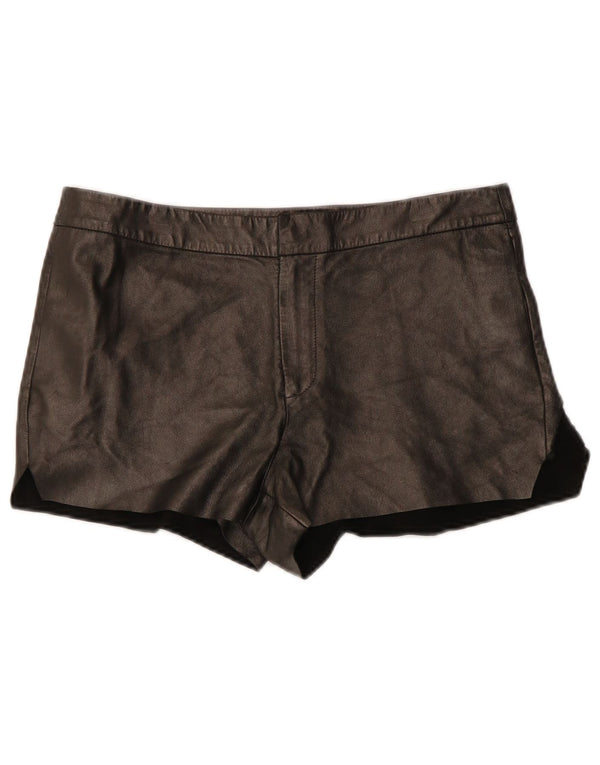All Saints Damen Leder-Hotpants W29 Medium Schwarz