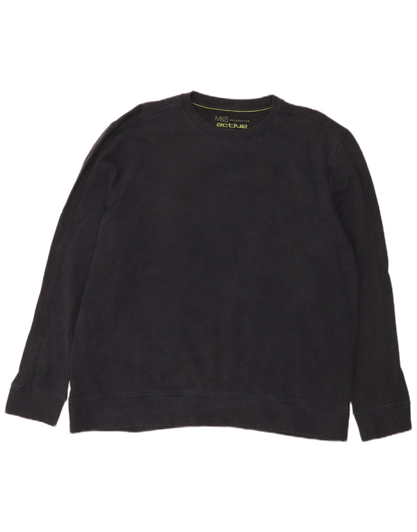 Marks & Spencer Herren-Sweatshirt mit normaler Passform, 2XL, Marineblau, Baumwolle