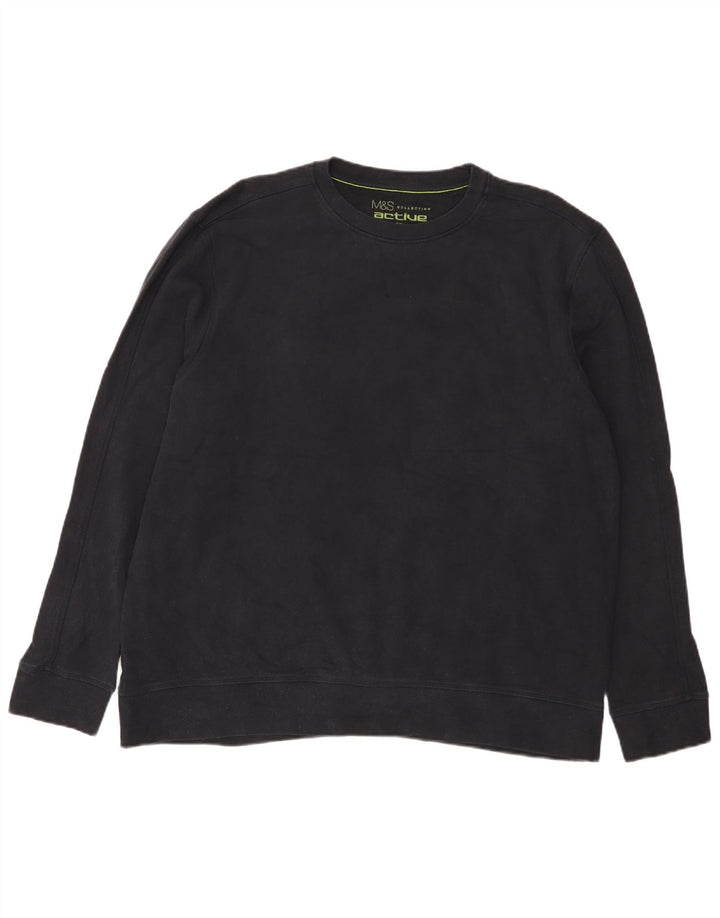 Marks & Spencer Herren-Sweatshirt mit normaler Passform, 2XL, Marineblau, Baumwolle