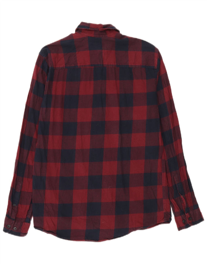 Jack & Jones Herren-Flanellhemd mit normaler Passform, mittelrote Gingham-Baumwolle