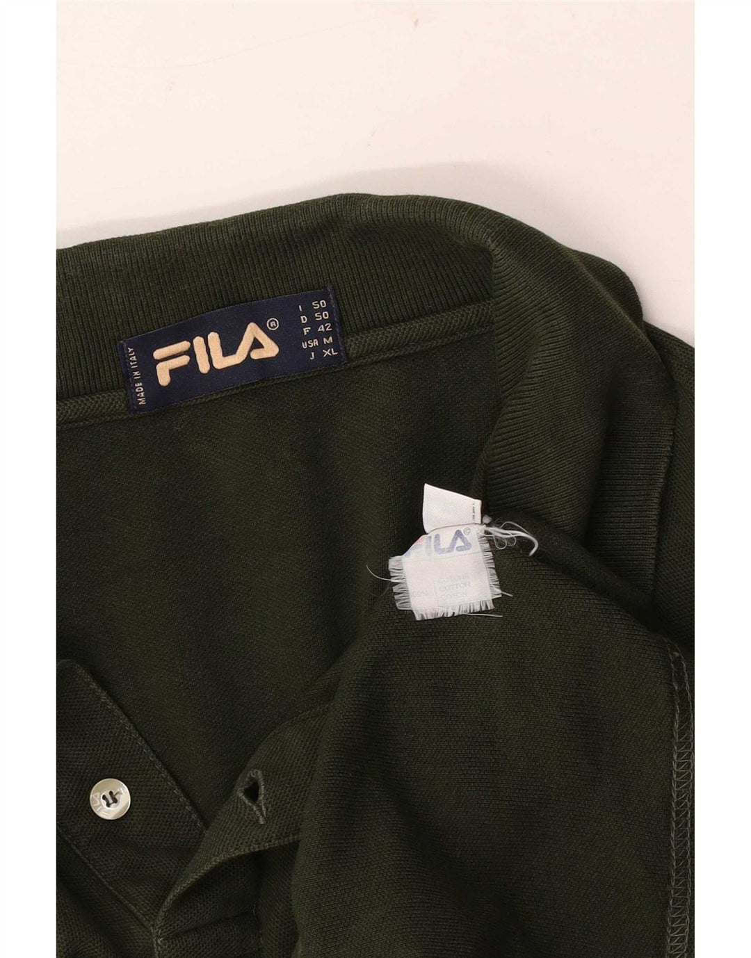 Fila Herren Langarm-Poloshirt IT 50 mittelgrüne Baumwolle