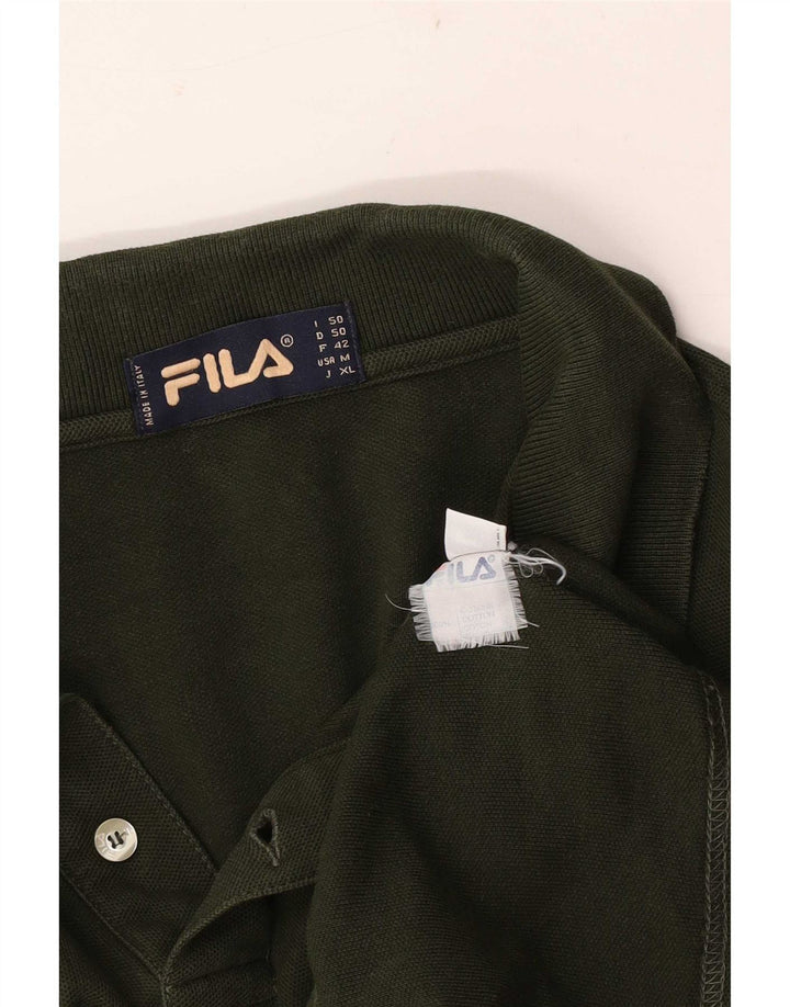 Fila Herren Langarm-Poloshirt IT 50 mittelgrüne Baumwolle
