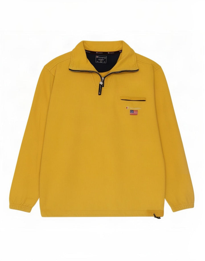 Champion Herren-Sweatshirt mit Reißverschluss am Hals, groß, aus gelber Baumwolle