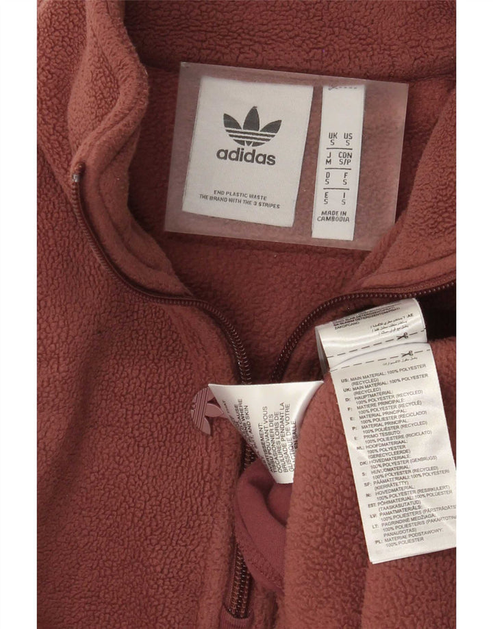 Adidas Herren-Fleecepullover mit grafischem Reißverschluss und Kragen, klein, braun, Polyester