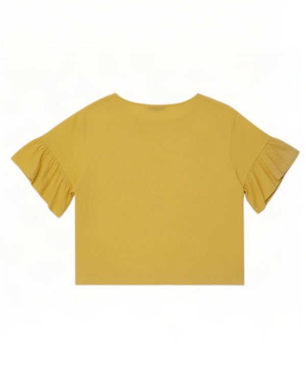 Übergroßes T-Shirt-Oberteil für Damen von Zara, UK 10, Größe S, Gelb, Baumwolle